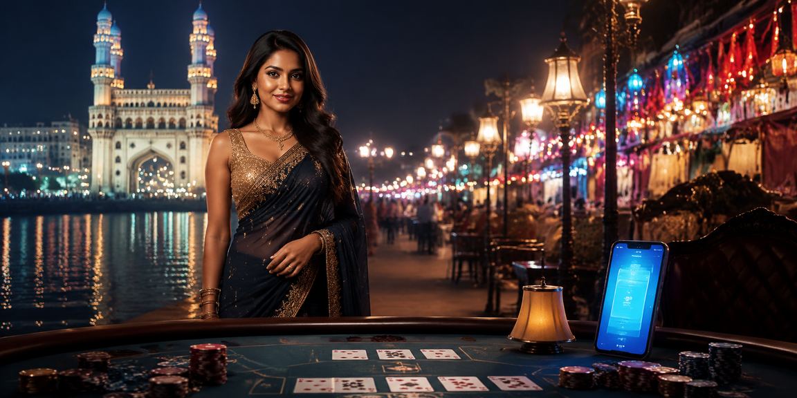 Hyderabad Charminar Baccarat Live Casino Table at Night