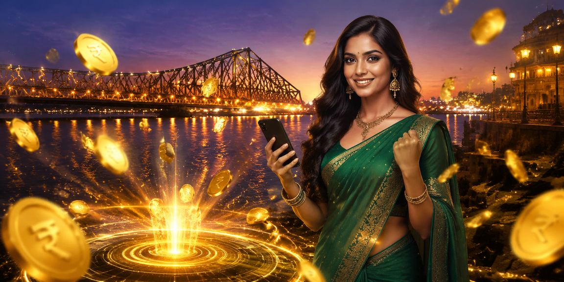 Kolkata Howrah Bridge View with Mobile Casino User